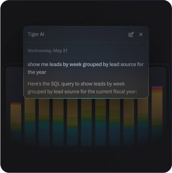Create simple and complex reports by saying what you'd like to see