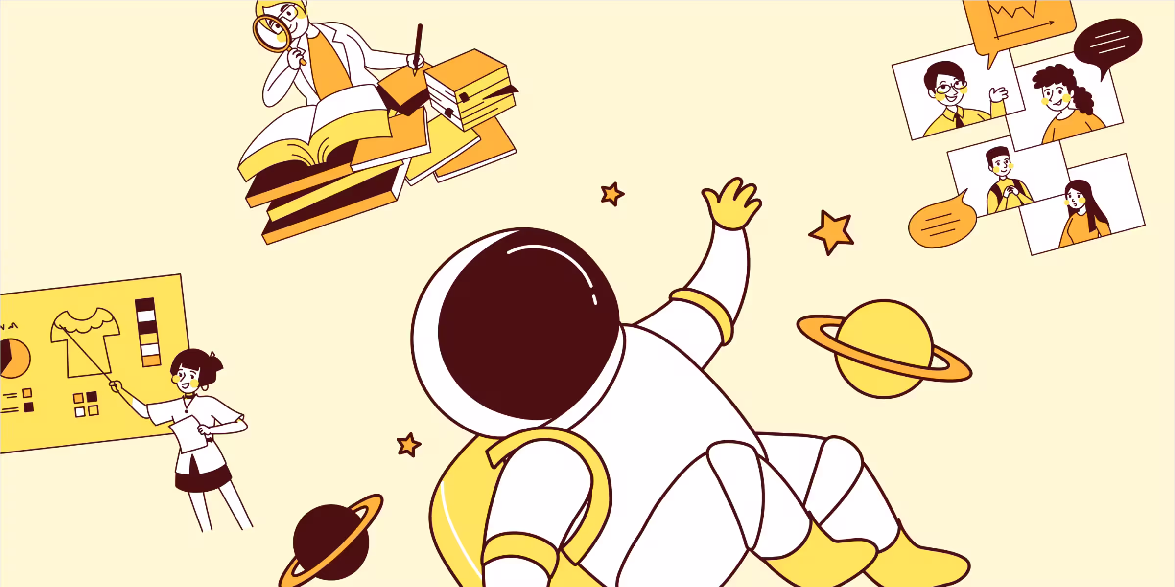 Astronauten-Illustration: Visuelles Storytelling und Szenen für Zielgruppen-Bindung