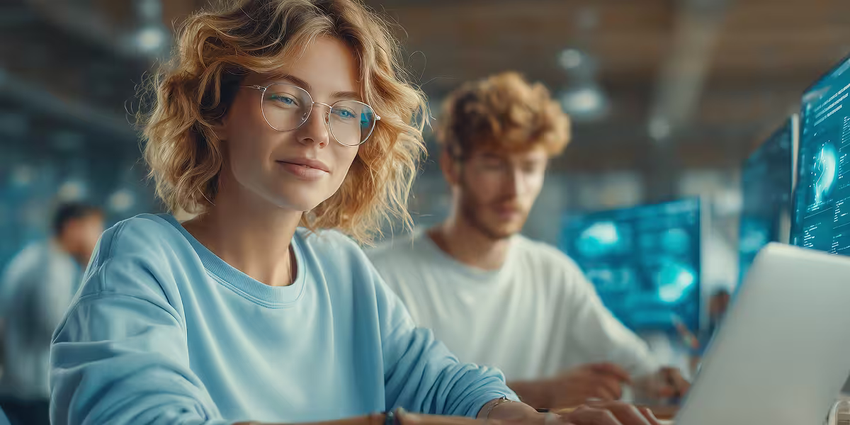 E-Commerce Spezialisten arbeiten am Laptop: Technische Wartung und Ladezeit-Optimierung