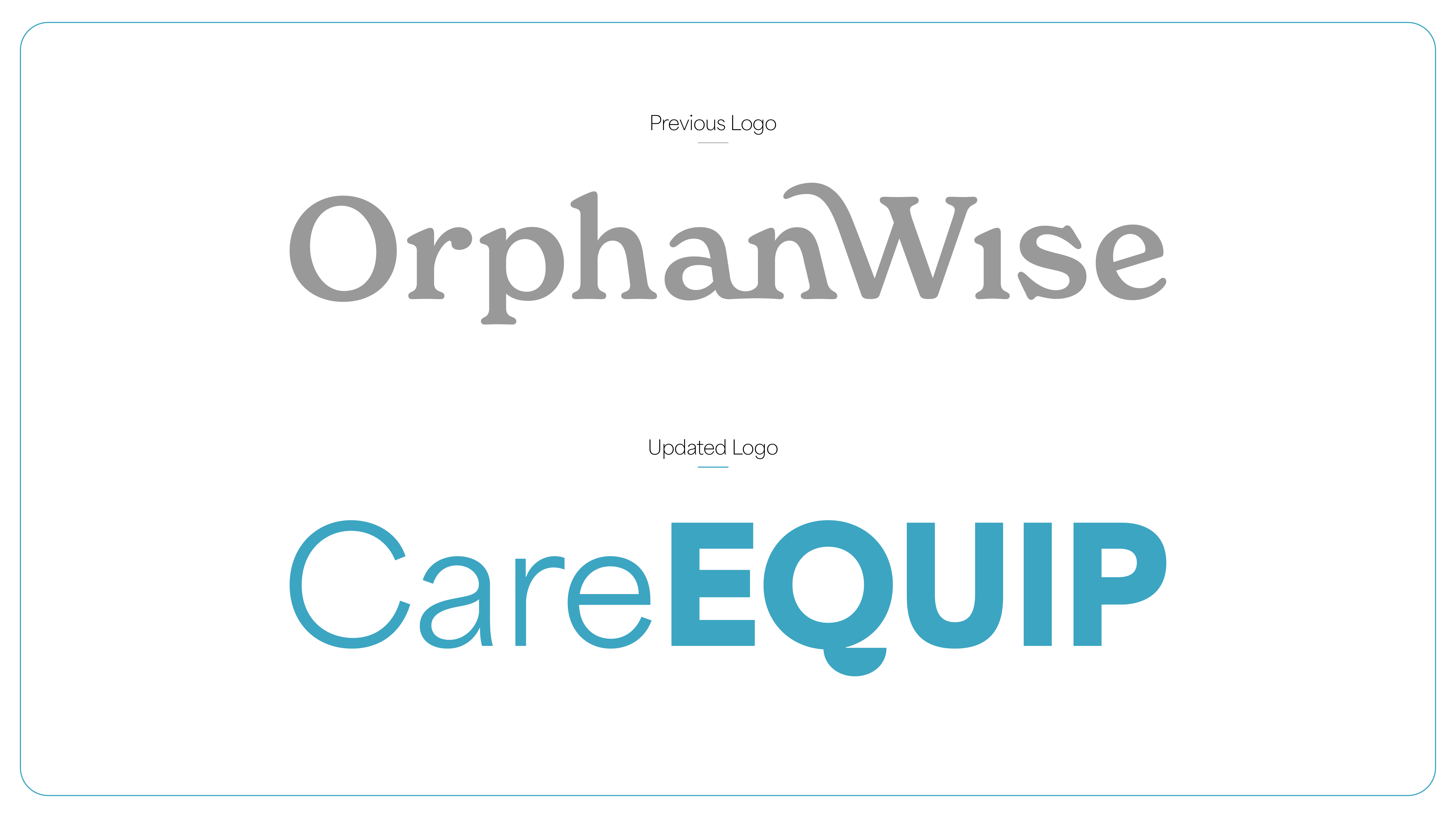 OrphanWise original logo compared to the new CareEQUIP logo. 