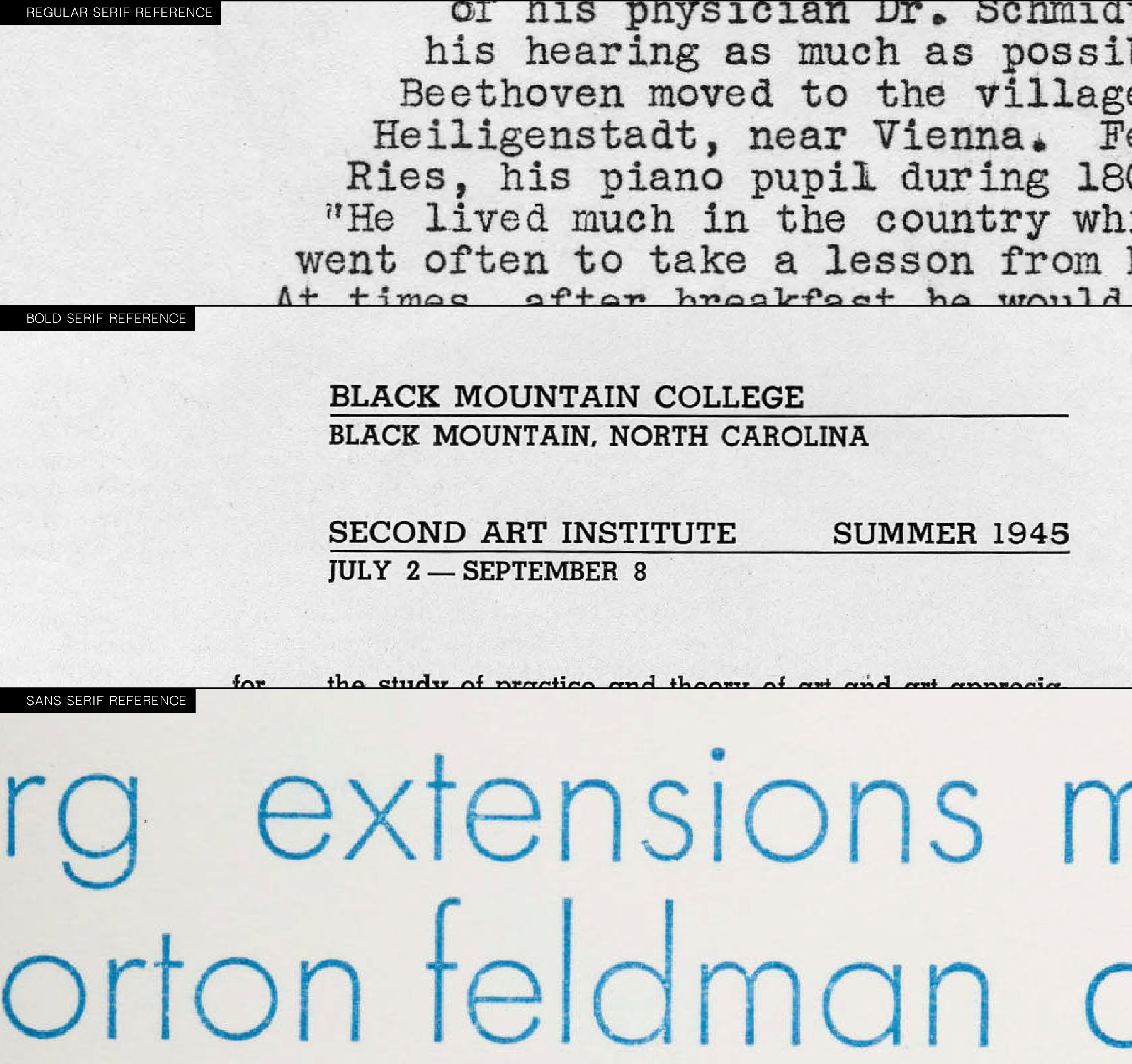 Archival printed texts from the BMC Print Shop used as the reference for the fonts I designed