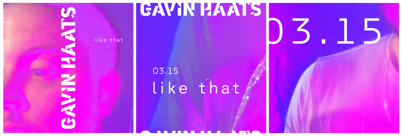Image collage of three static social media graphics advertising Gavin's upcoming single. 