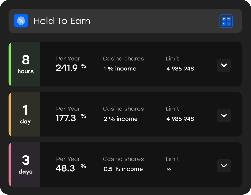 Hold to Earn feature interface