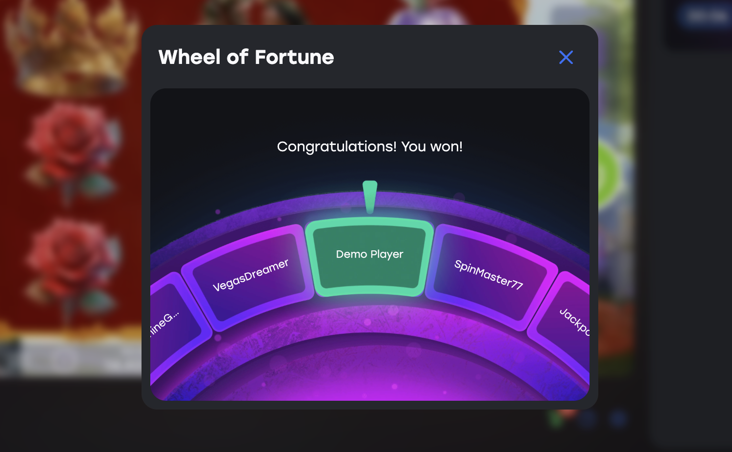 Preview of Wheel of Fortune feature in CopyStake