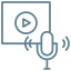 Icône de microphone avec symbole de lecture audio et ondes sonores