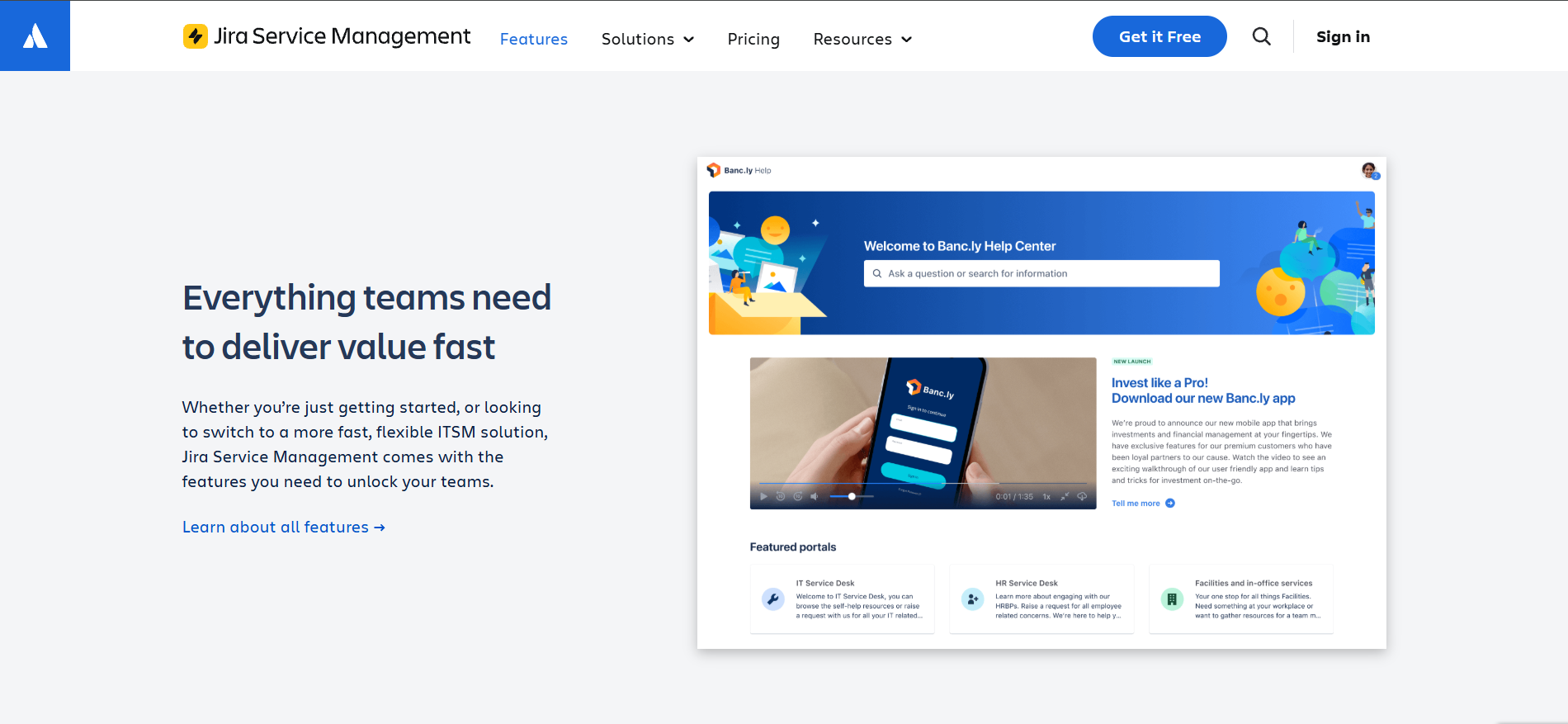Jira Service Management Homepage