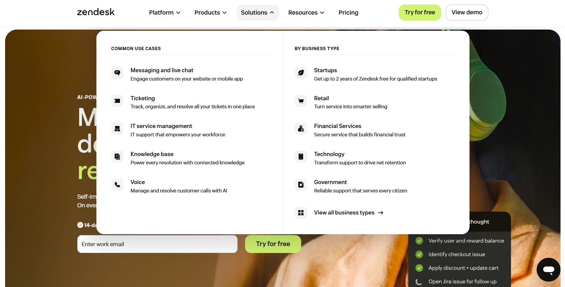 Zendesk Homepage