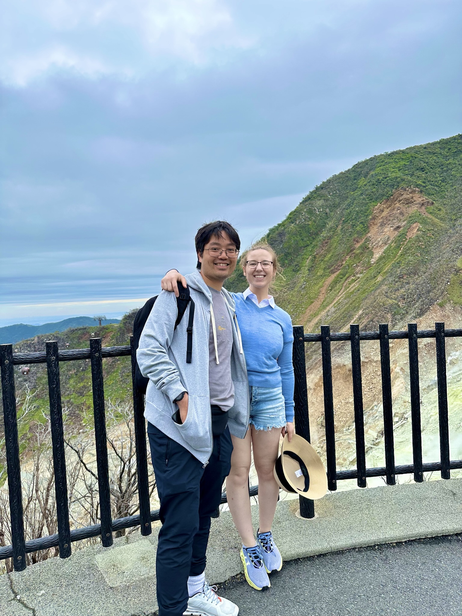 Mari-Alina Timoshchuk and Cassidy Sung at the Japanese sulfur hot spring