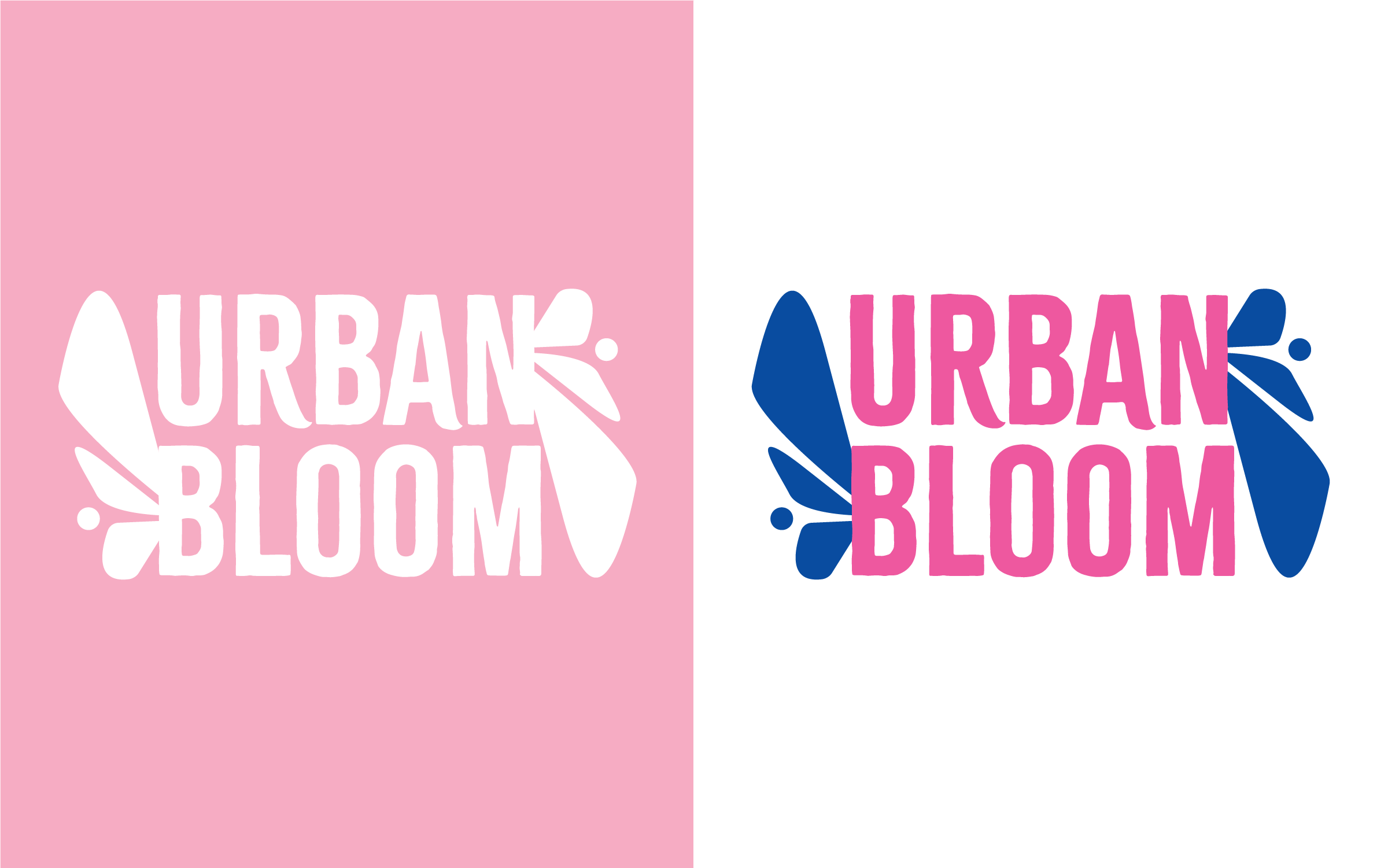 Urban Bloom logo in white and in color