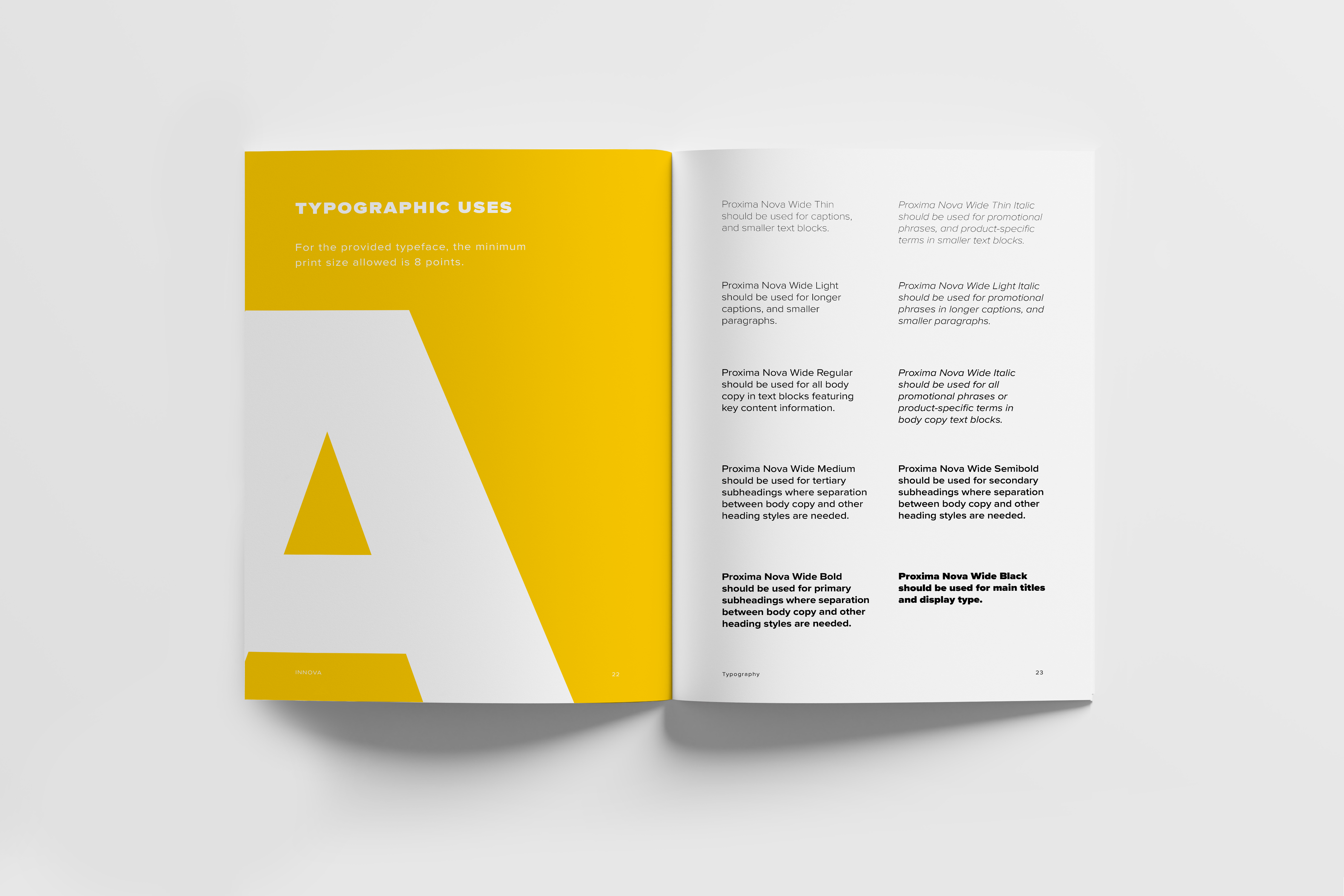 Innova style guide brand typography spread