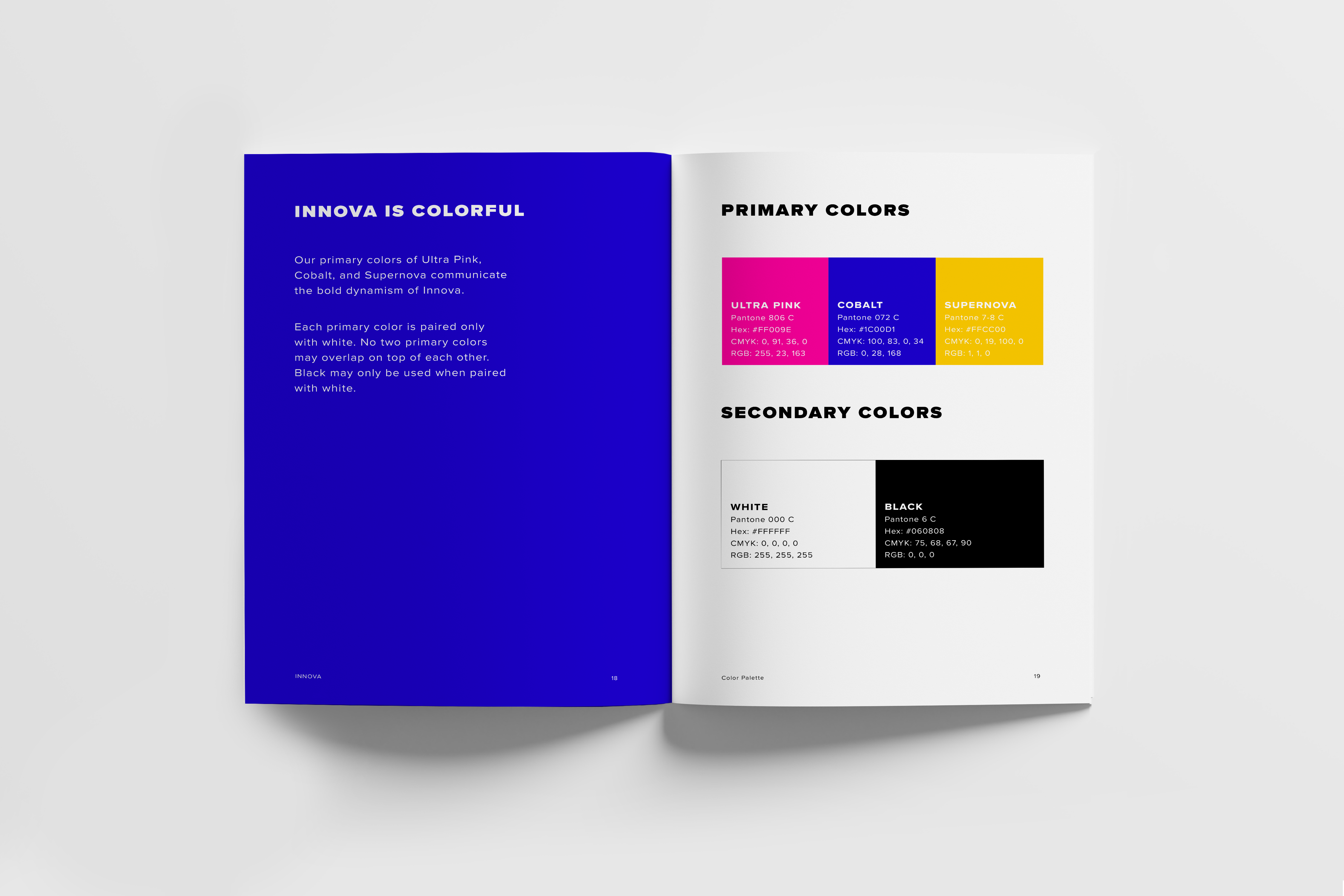 Innova style guide brand colors spread