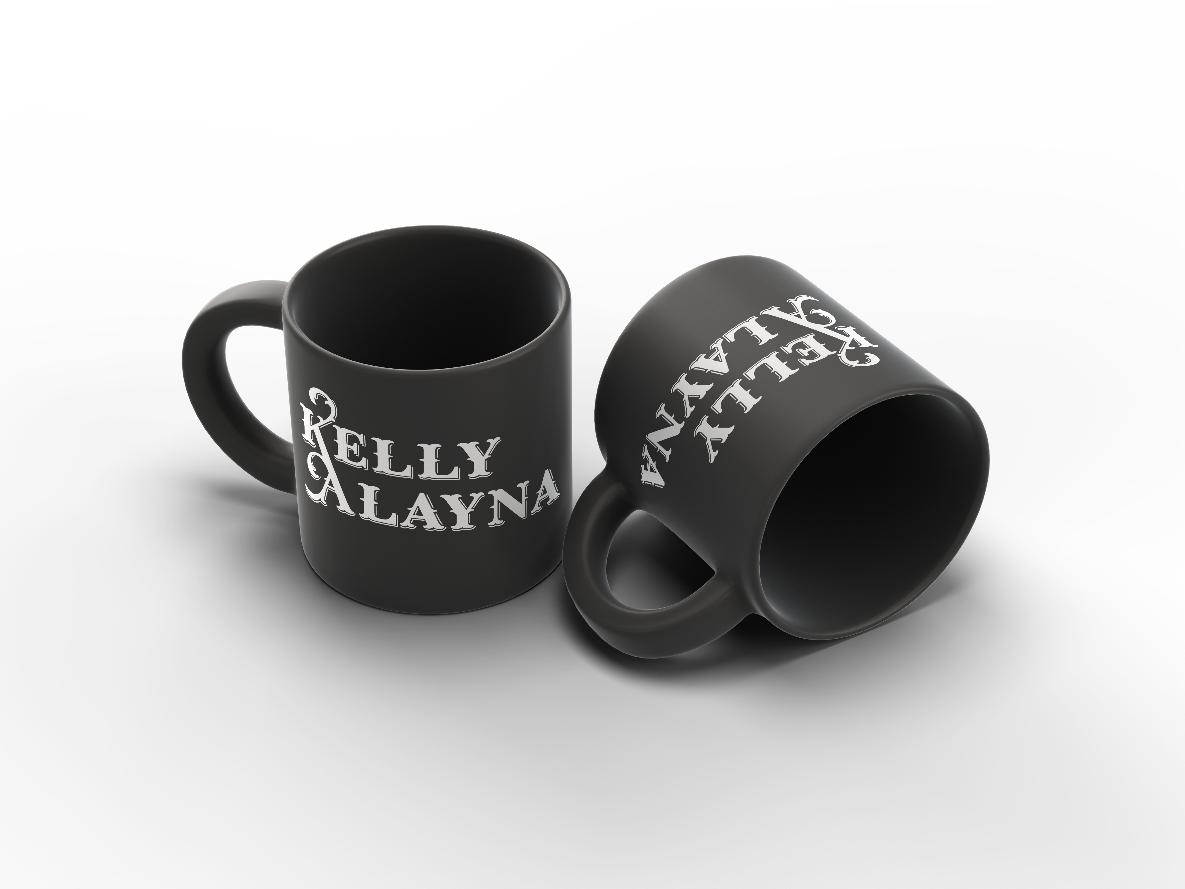 Kelly Alayna logo on mugs