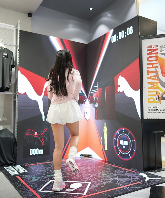 Puma flagship store Kinect motion tracking game Malaysia L-shaped LED display Southeast Asia