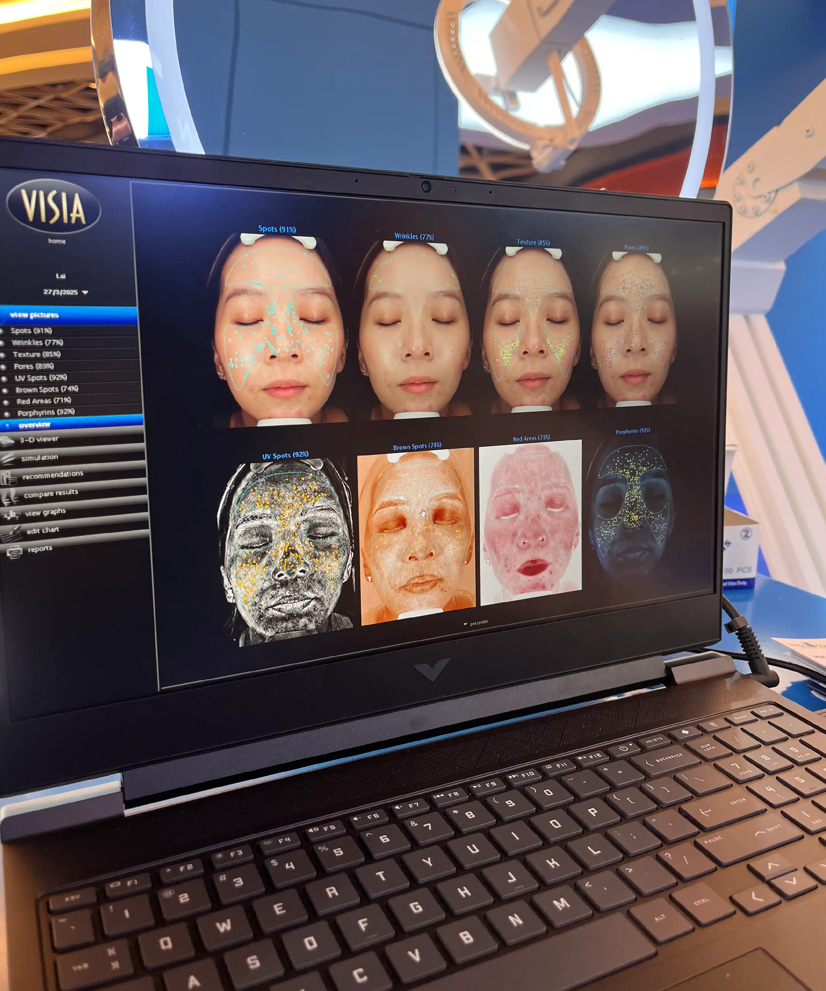 La Roche-Posay UV photo booth user interface showing sunscreen protection analysis beauty brand activation Malaysia