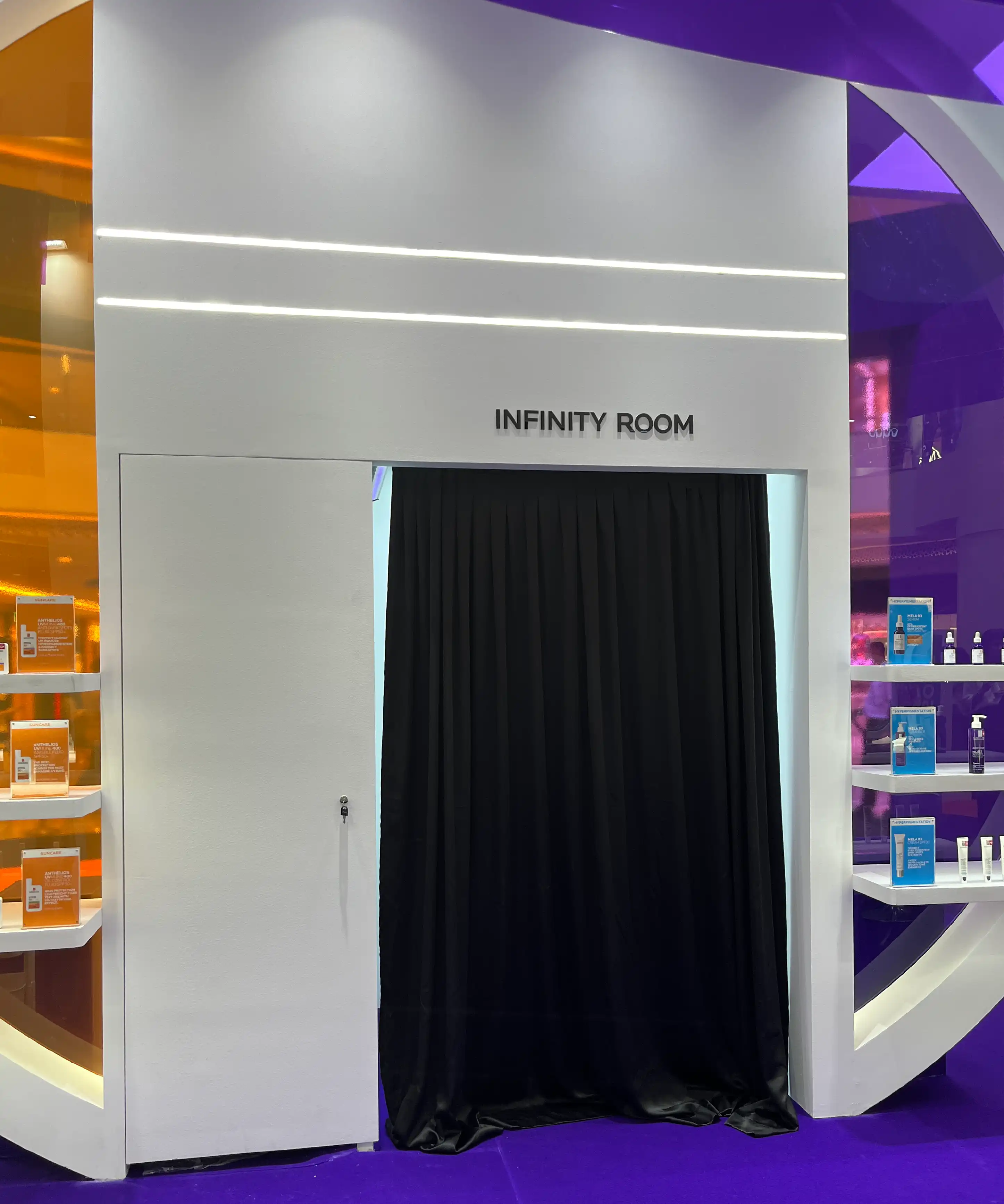La Roche-Posay custom branded photo booth structure with dual camera technology setup Malaysia retail activation