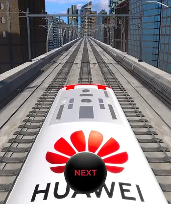 Huawei conference interactive train game touchscreen interface Bangkok theme Malaysia