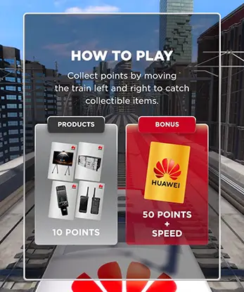 Huawei branded train game 3D Bangkok cityscape LED display Malaysia