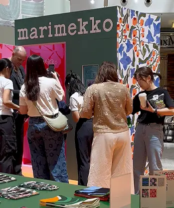 Marimekko Field of Flowers pop-up store high-angle photo booth exterior Malaysia