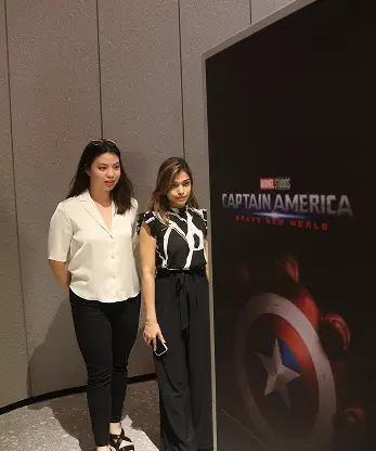 Maybank visitor posing Captain America AI face swap photo capture Malaysia
