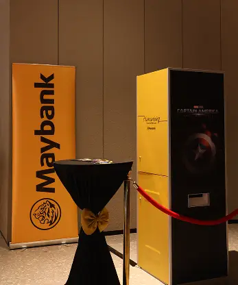 Maybank Captain America AI face swap photo booth setup cinema event Malaysia