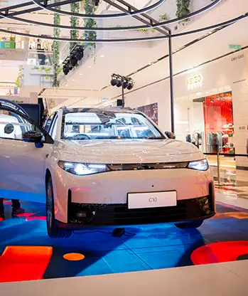 Leapmotor C10 car display custom photo booth LED floor Malaysia showroom