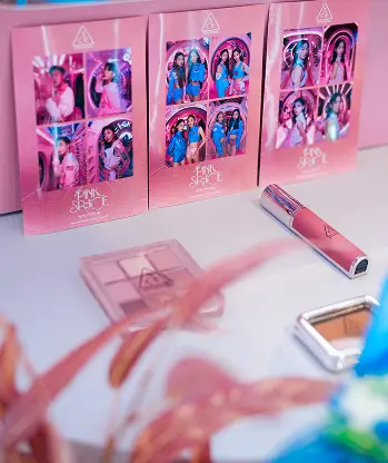 3CE printed photo card branded store launch design pink space Malaysia