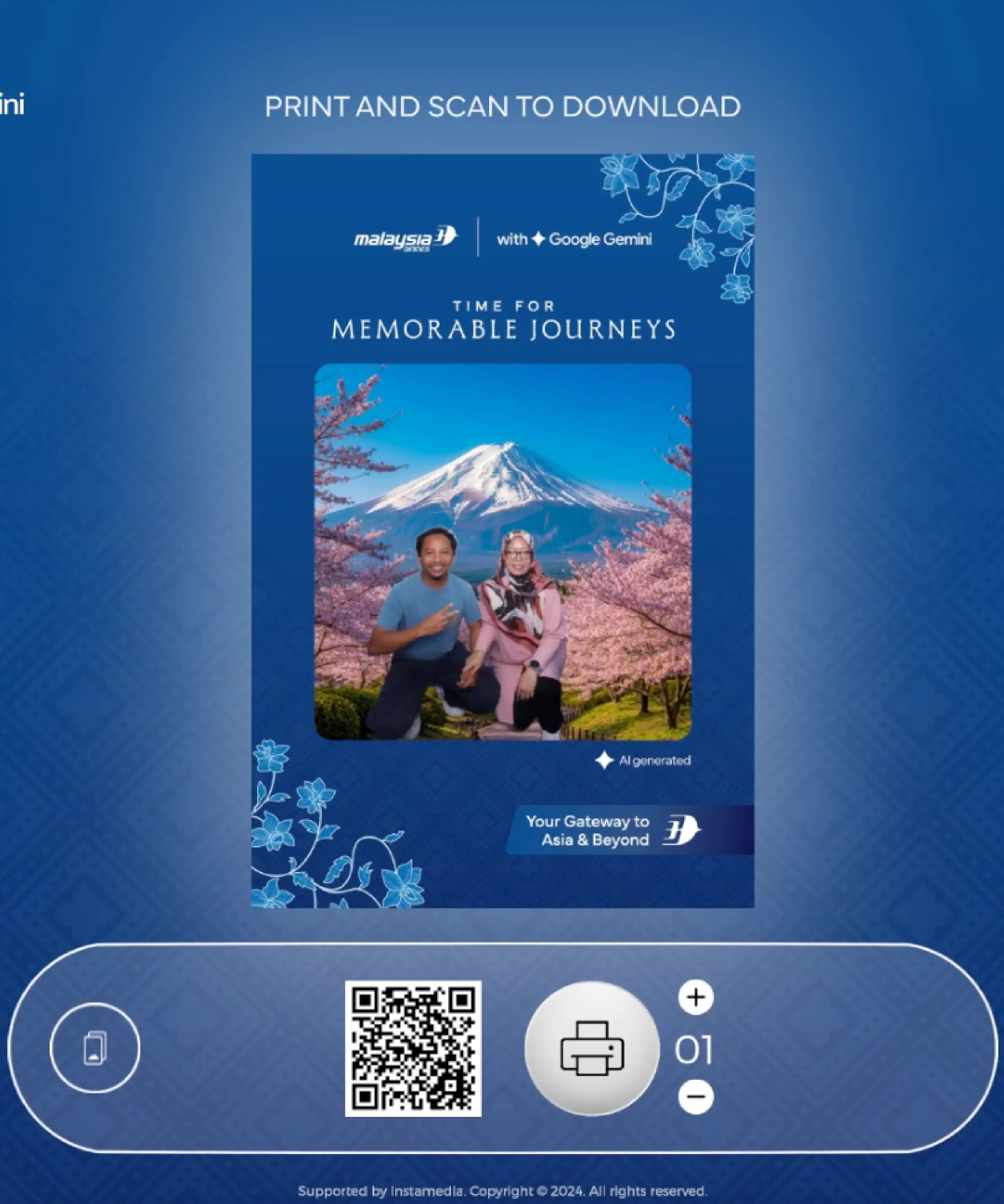 MAS MATTA Fair AI destination photobooth live LED display showing transformed photos