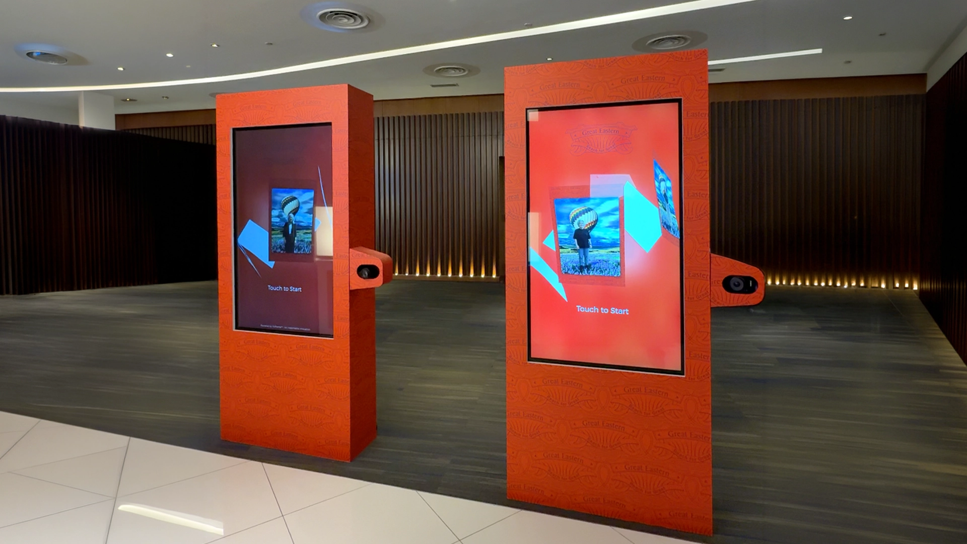 Mobile screens showing Leica custom interactive quiz interface, powered by Instamedia IMX Engine™ for brand activation events.