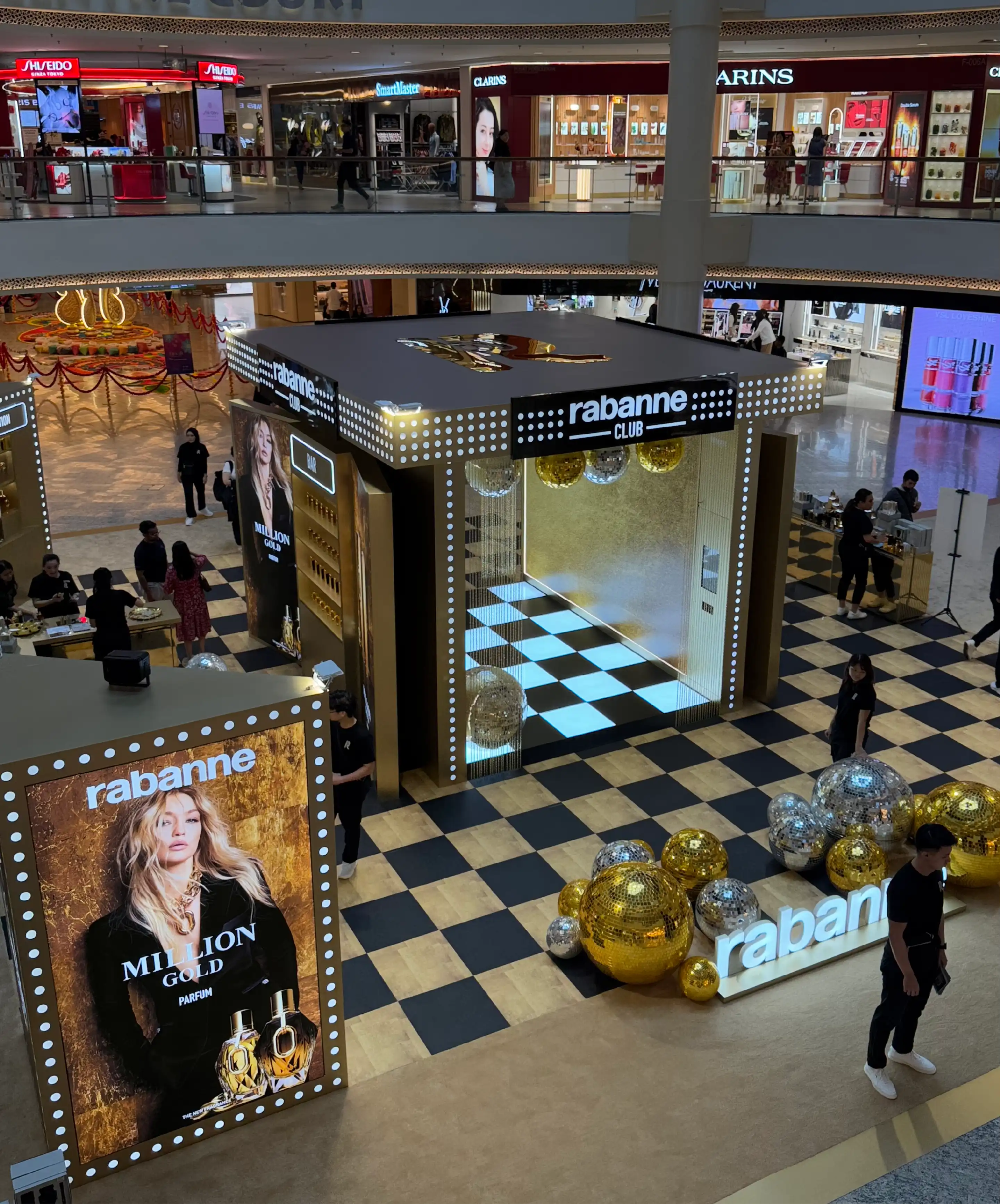 Crowd gathering around the Paco Rabanne high-angle photo booth activation at Mid Valley