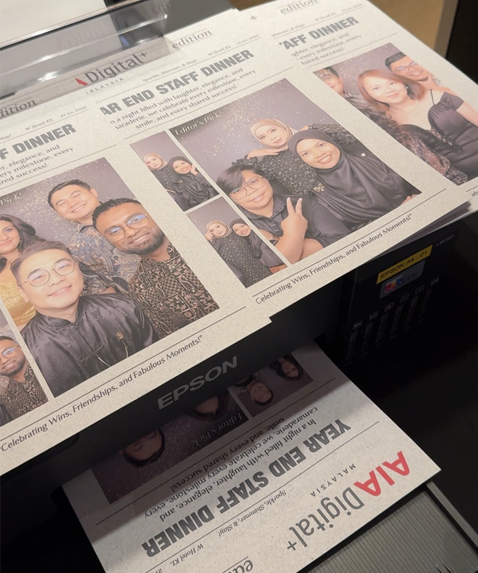 AIA branded newspaper photobooth Malaysia