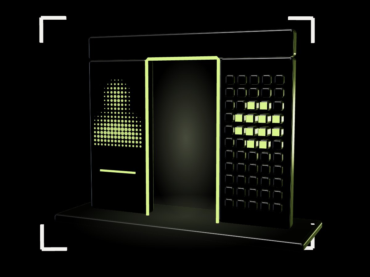 IMX Bespoke™ icon: the IN:FRAME™ portrait wall and the IMX Engine™ pin wall joined into one walk-through arch