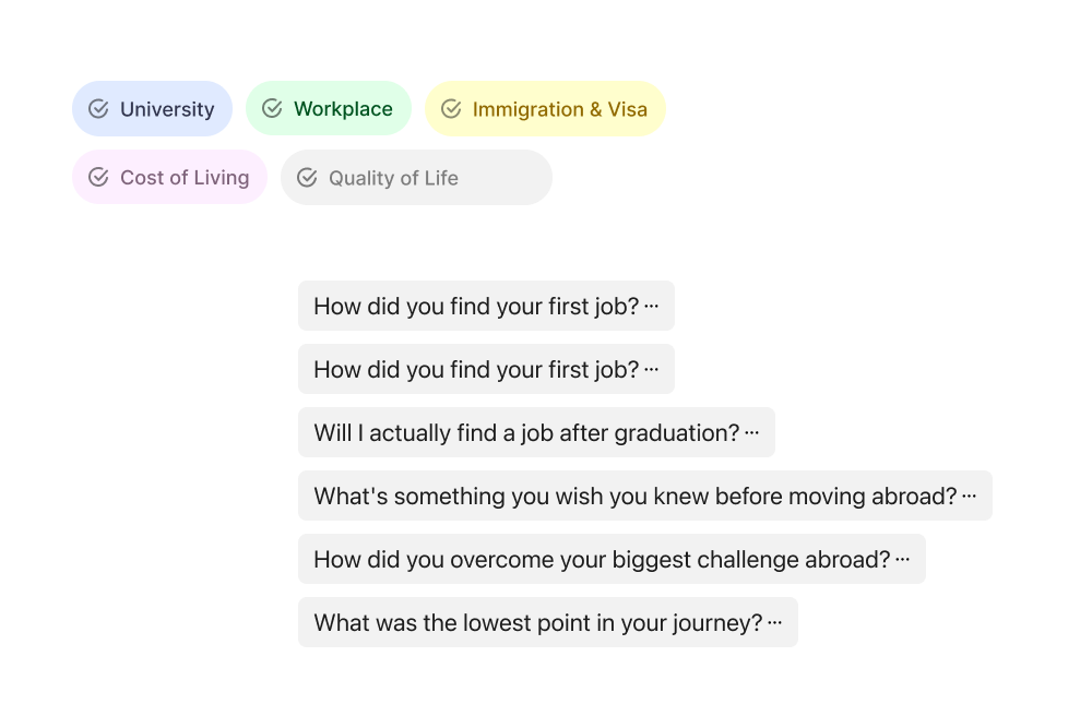 Work abroad questions collection