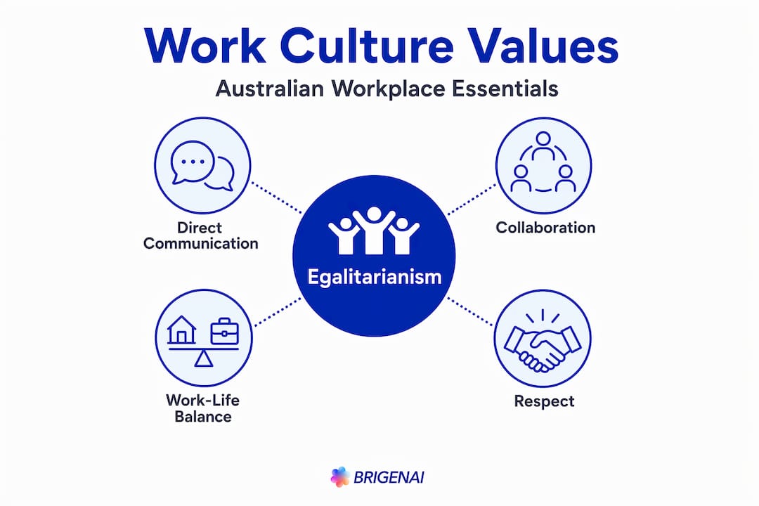 Hierarchy infographic showing Australian workplace values