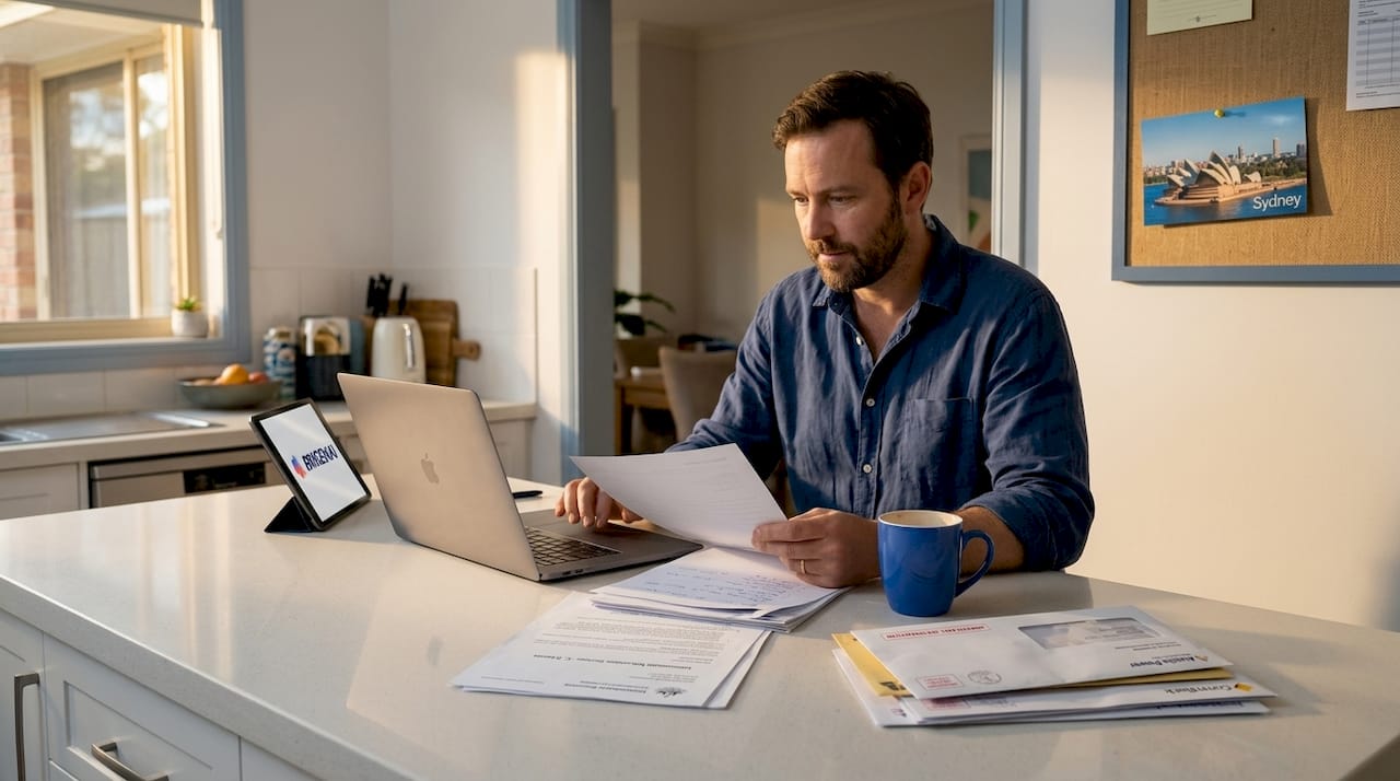 Person reviewing bills after migrating