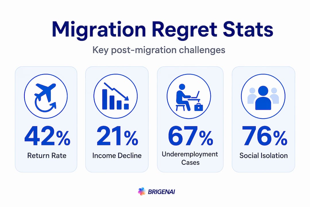 Stat infographic on migration regret numbers