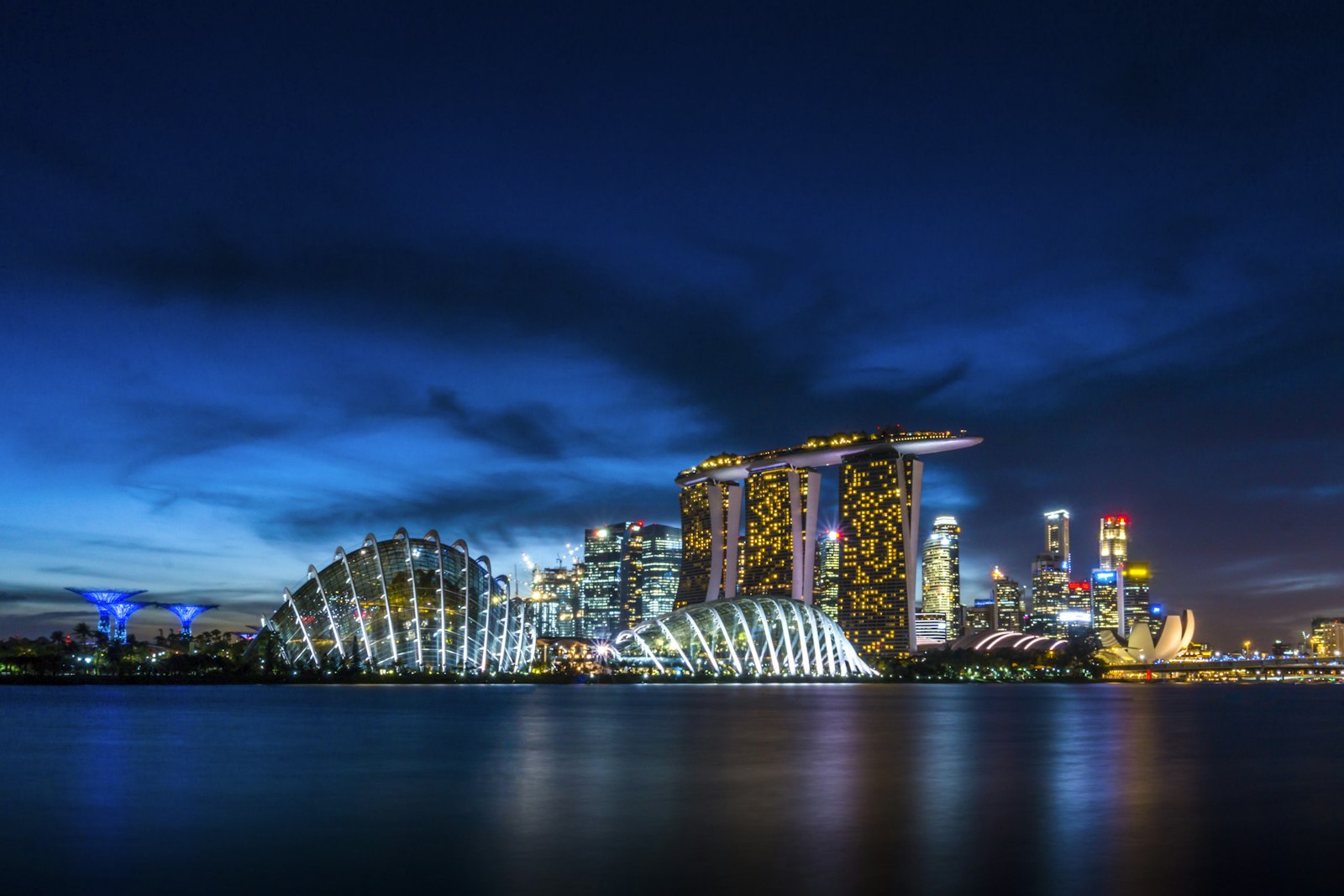 Marina Bay skyline at night, Singapore