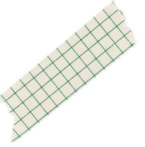 Piece of beige grid-patterned tape torn at the edges and placed diagonally on a white background.