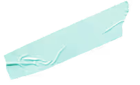 A piece of light green translucent tape with wrinkles on a white background.