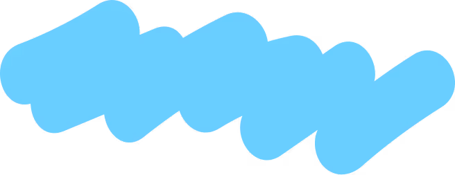 Bright blue abstract zigzag brush stroke on transparent background.