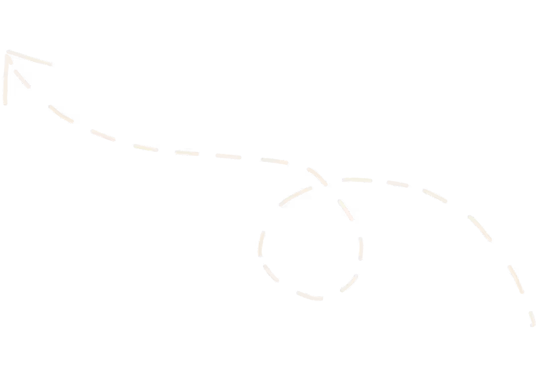 Curved dashed arrow pointing upward and left with a loop in the middle on a black background.