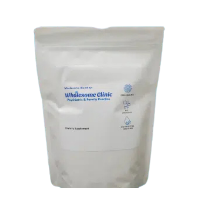 White powder used in Wholesome Blend personalized supplements for creating customized nutritional formulas.