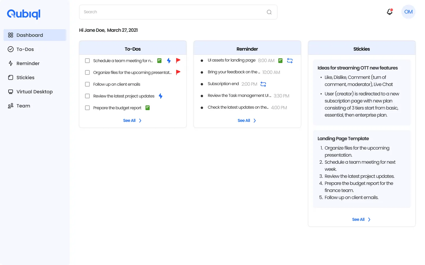 New dashboard