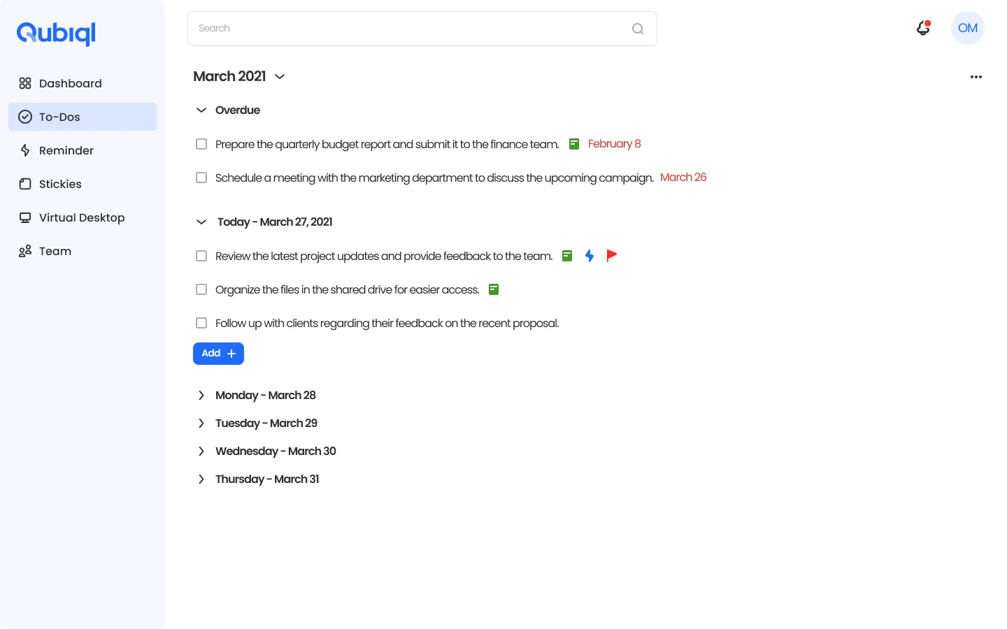 New todo - All task