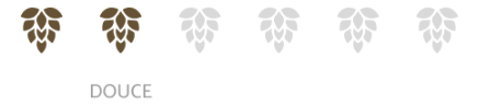 Échelle de douceur illustrée par des cônes de houblon de différentes couleurs, allant du plus foncé au plus clair, indiquant des niveaux de douceur variés.