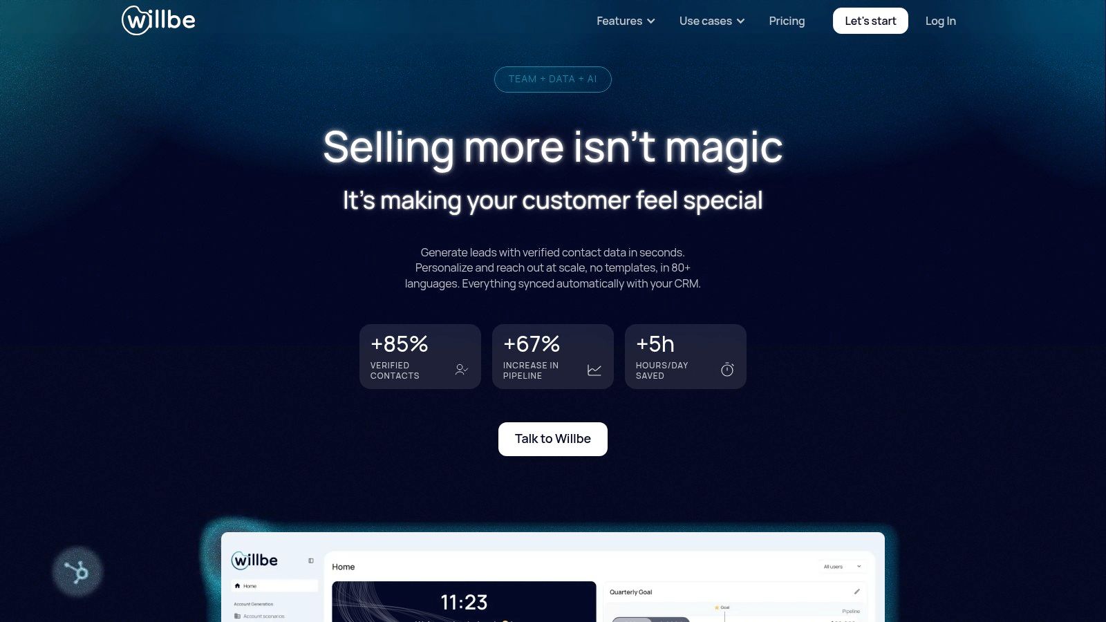 Willbe B2B lead generation platform interface