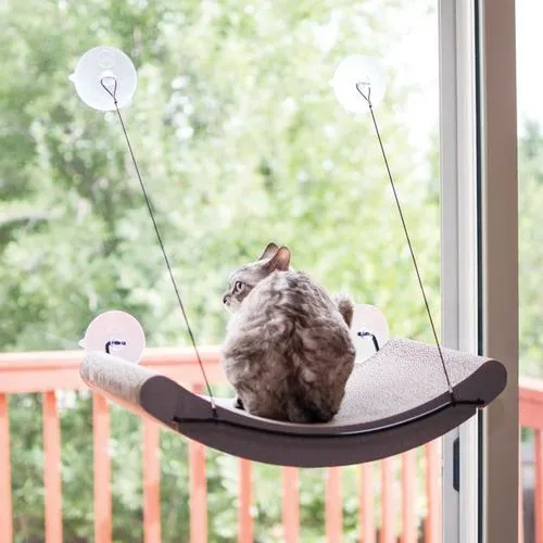 Show full view: K&H Pet Products EZ Mount Window Scratcher Kitty Sill Cradle, Tan slide 1 of 12