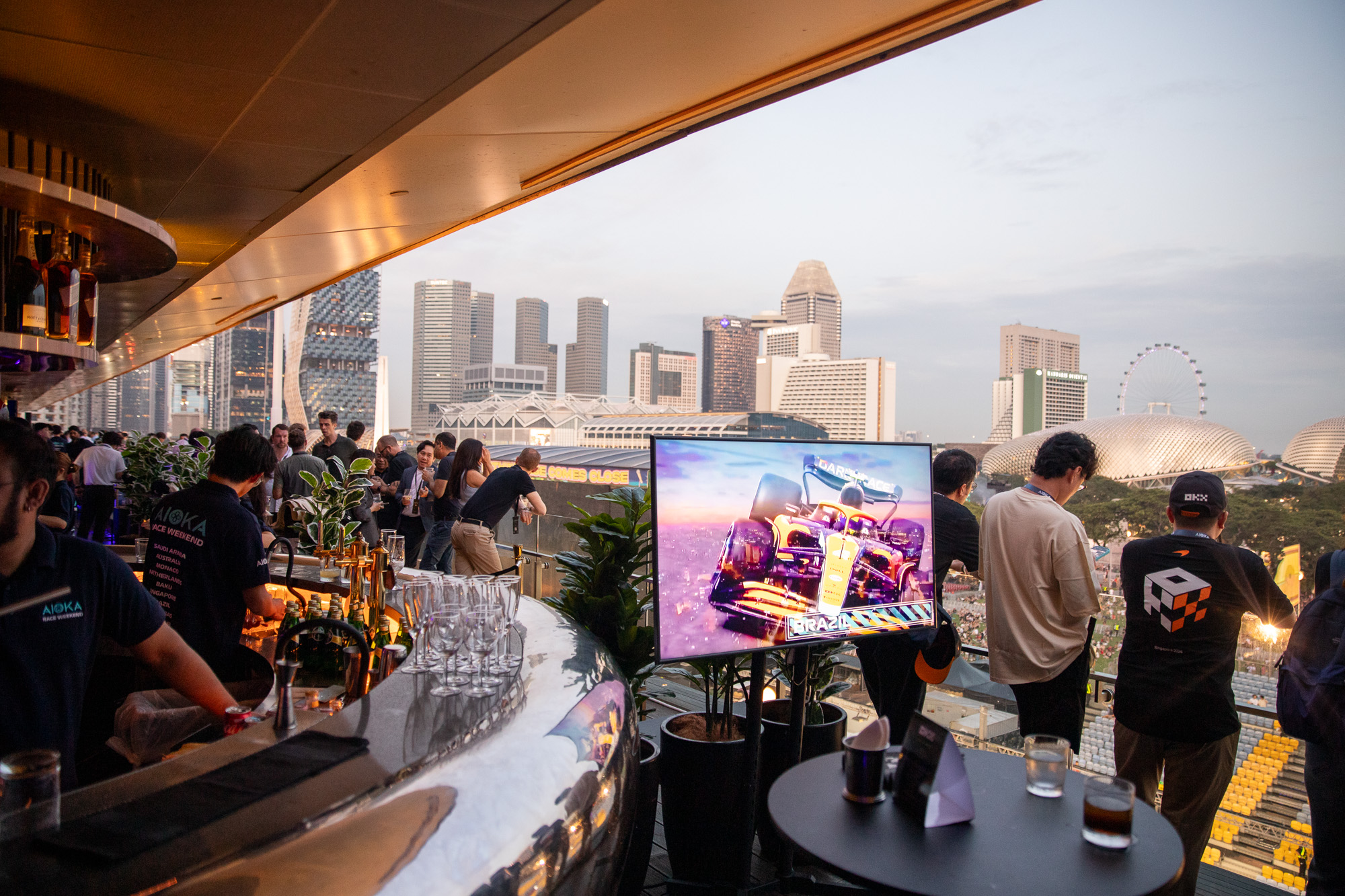 Rooftop hospitality overlooking Marina Bay at the Singapore Grand Prix
