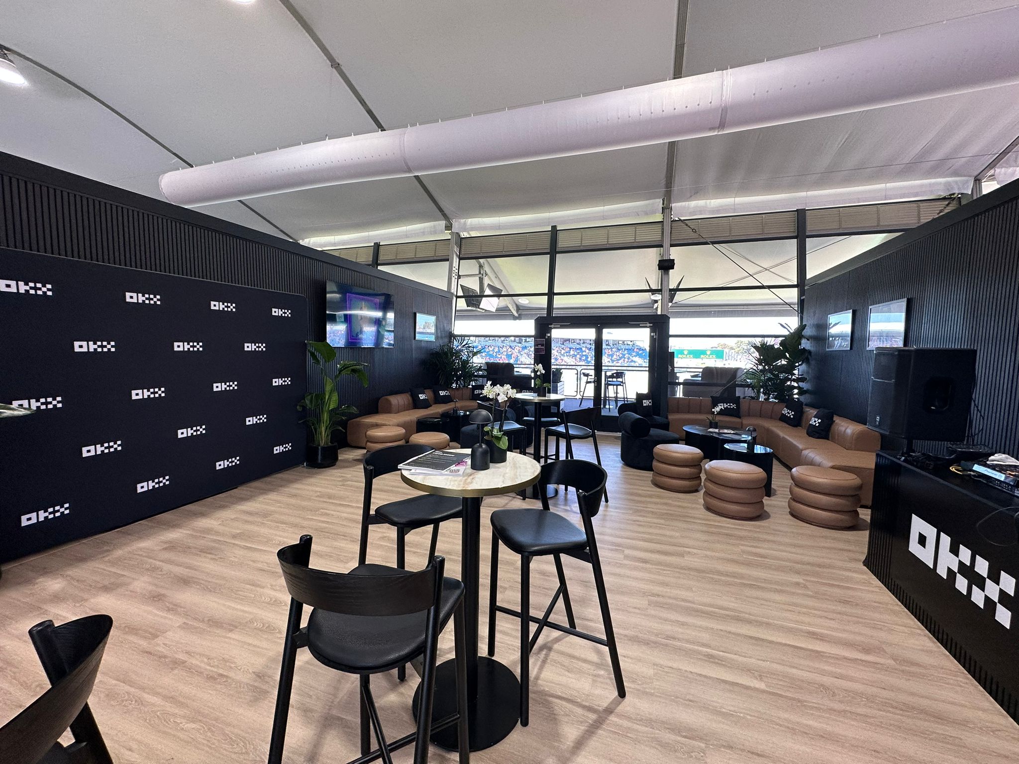 Private F1 corporate hospitality suite overlooking the circuit