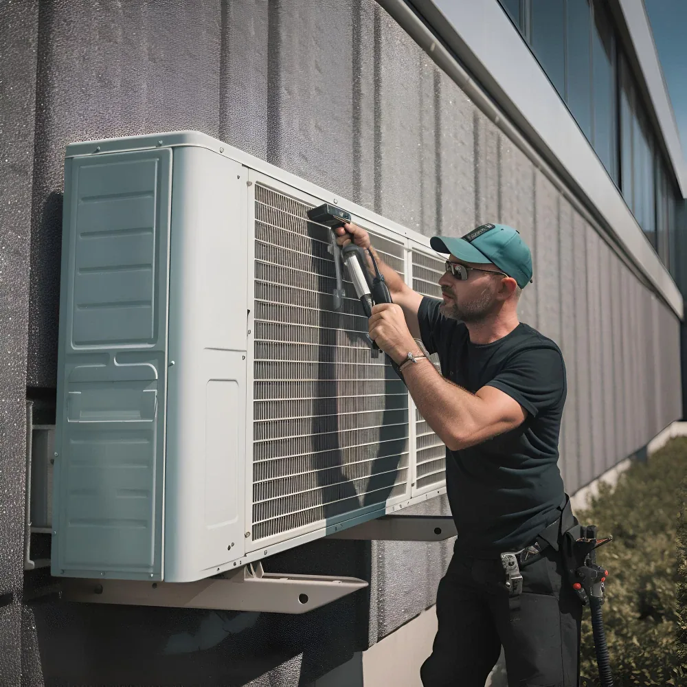 Man fixing an AC console