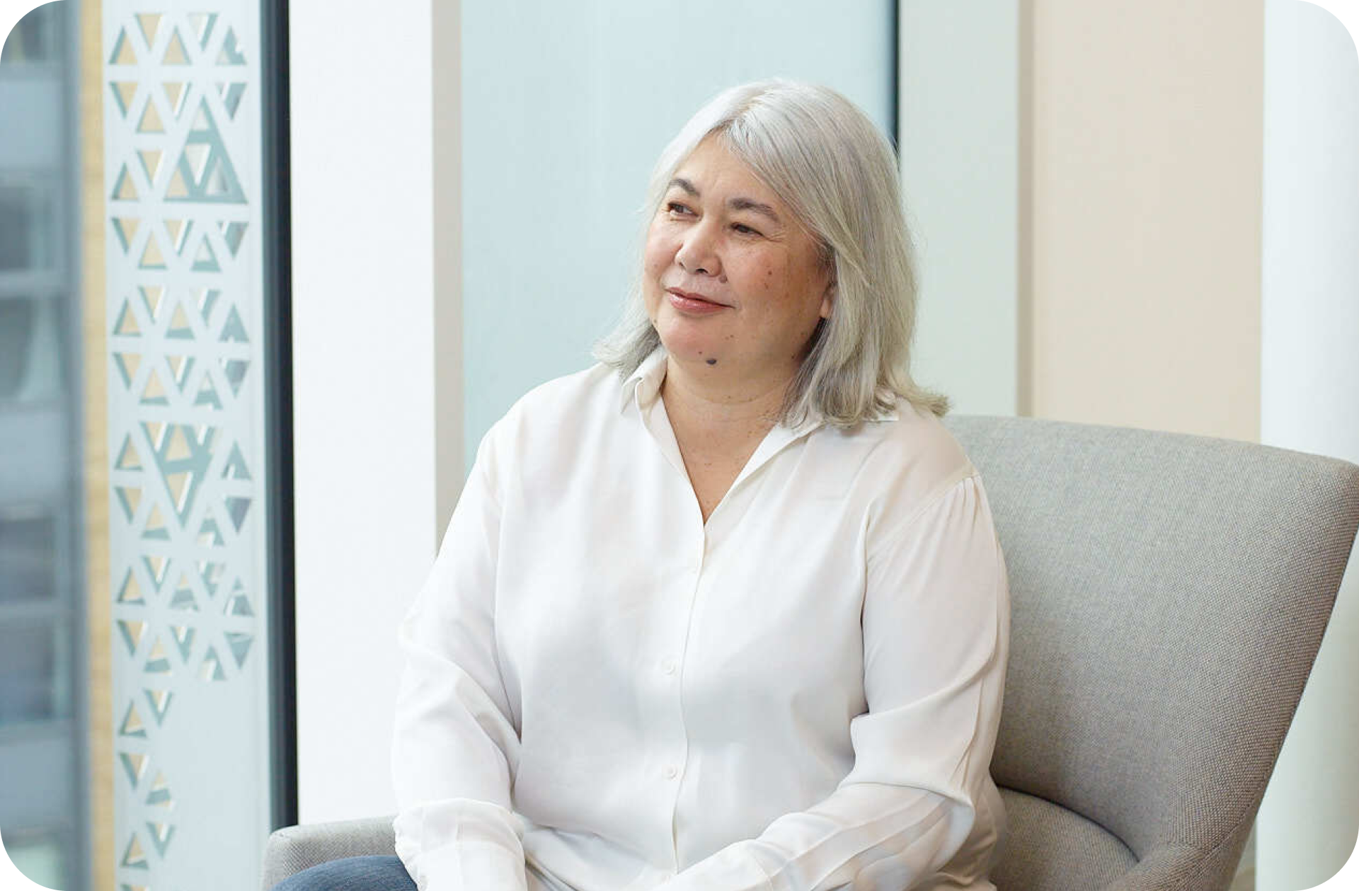 Woman with a white blouse